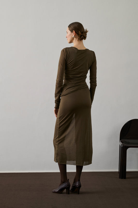Falda Bahia - Marrón/Caqui - Algodón - Mujer