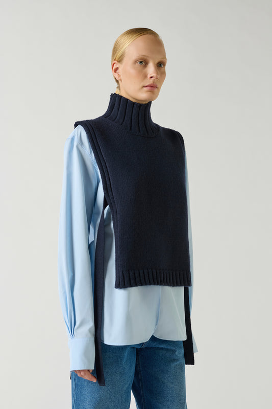 Pull Or - Navy - Laine - Femme