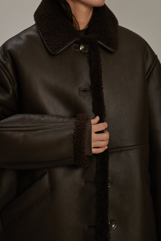 Abrigo Breda - Marrón Oscuro - Cuero - Mujer