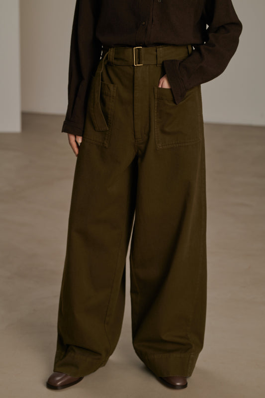 Vagabond trousers - Dark Khaki - Cotton - Women