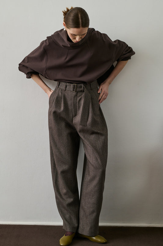 Pantalon Cole - Marron/Écru - Laine - Femme