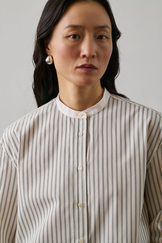 Chemise Bermudes - Blanc Cassé/Noir - Coton - Femme