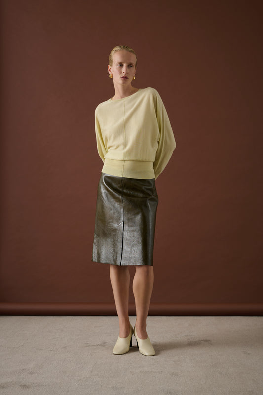 Falda Liv - Verde Oliva - Cuero - Mujer