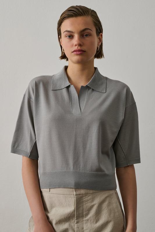 Elton polo - Sage Green - Wool - Women