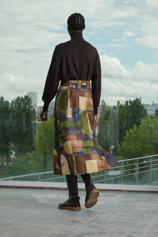 JUPE VERSAILLES VERT/MARRON