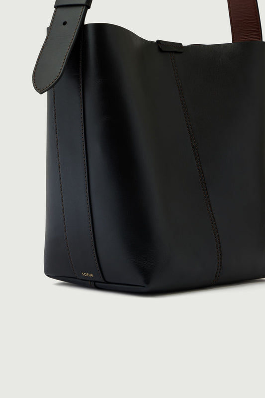 Bolso Saudade Mini - Negro/Coñac - Cuero - Mujer