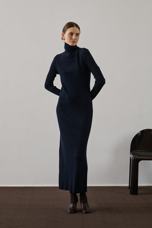 Vestido Georgia - Deep Navy - Lana - Mujer