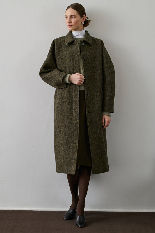 Manteau Guilhem - Kaki Chiné - Laine - Femme