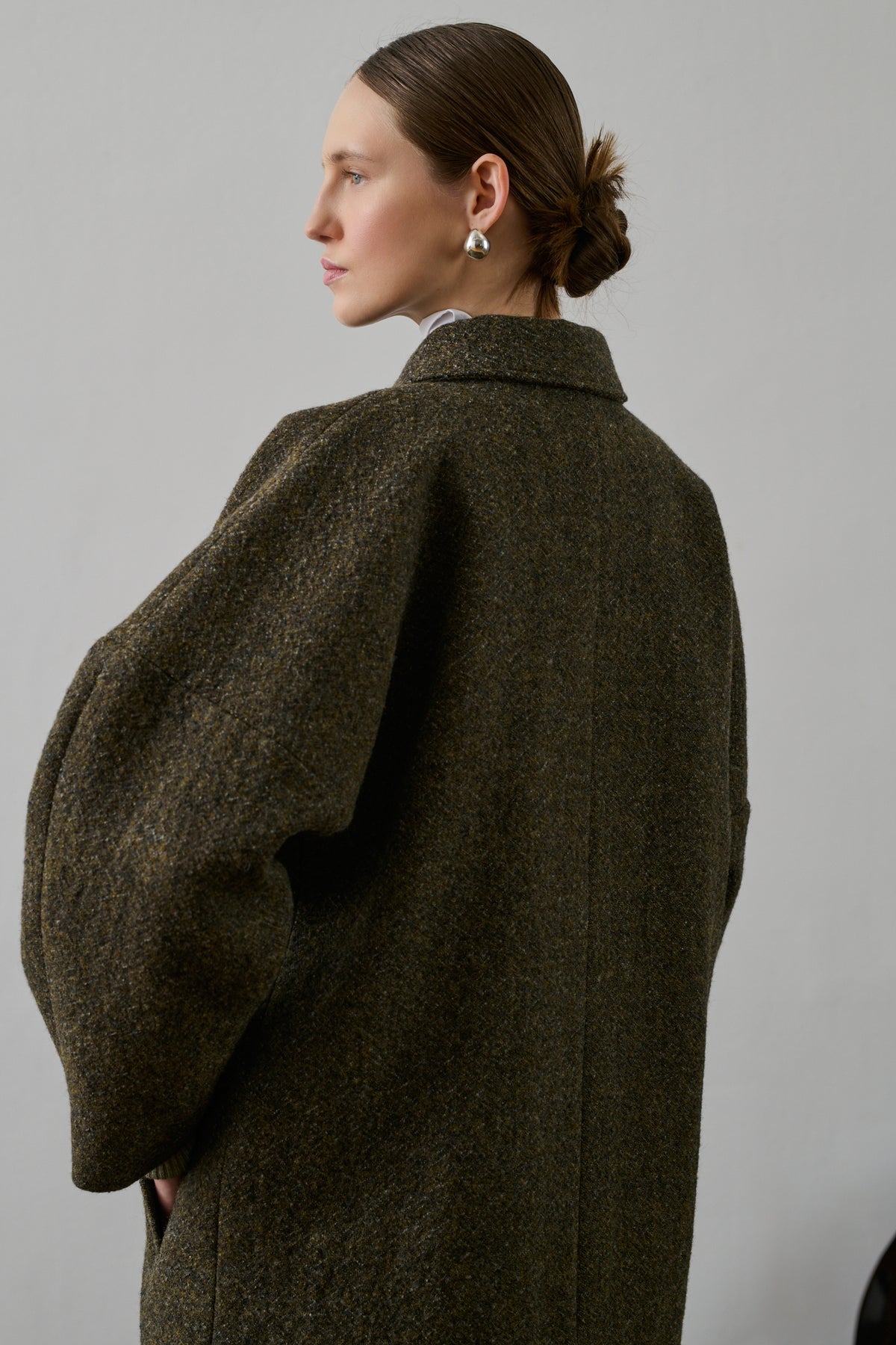 Guilhem coat - Khaki Marl - Wool - Women vue 3