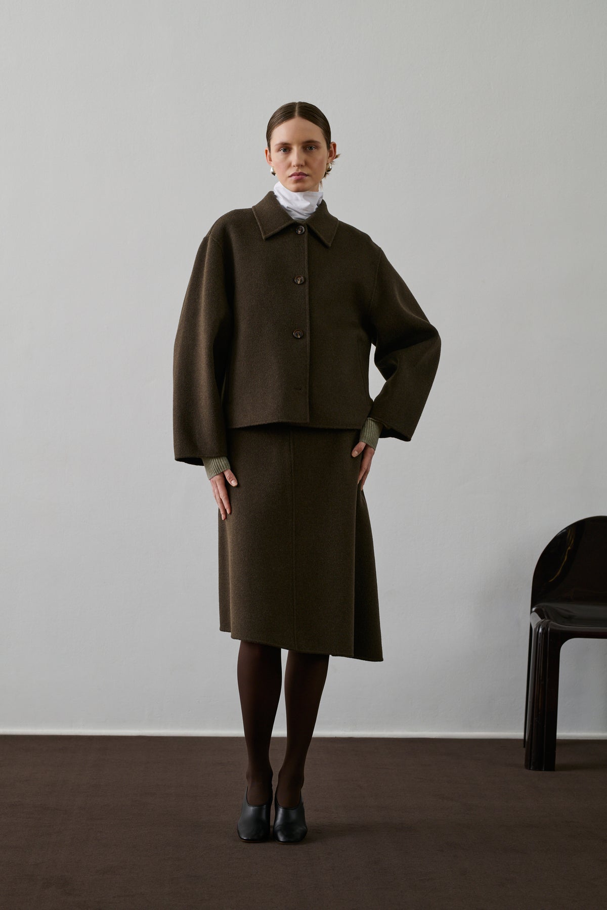 Jupe Geneve - Kaki Brun - Laine - Femme vue 4