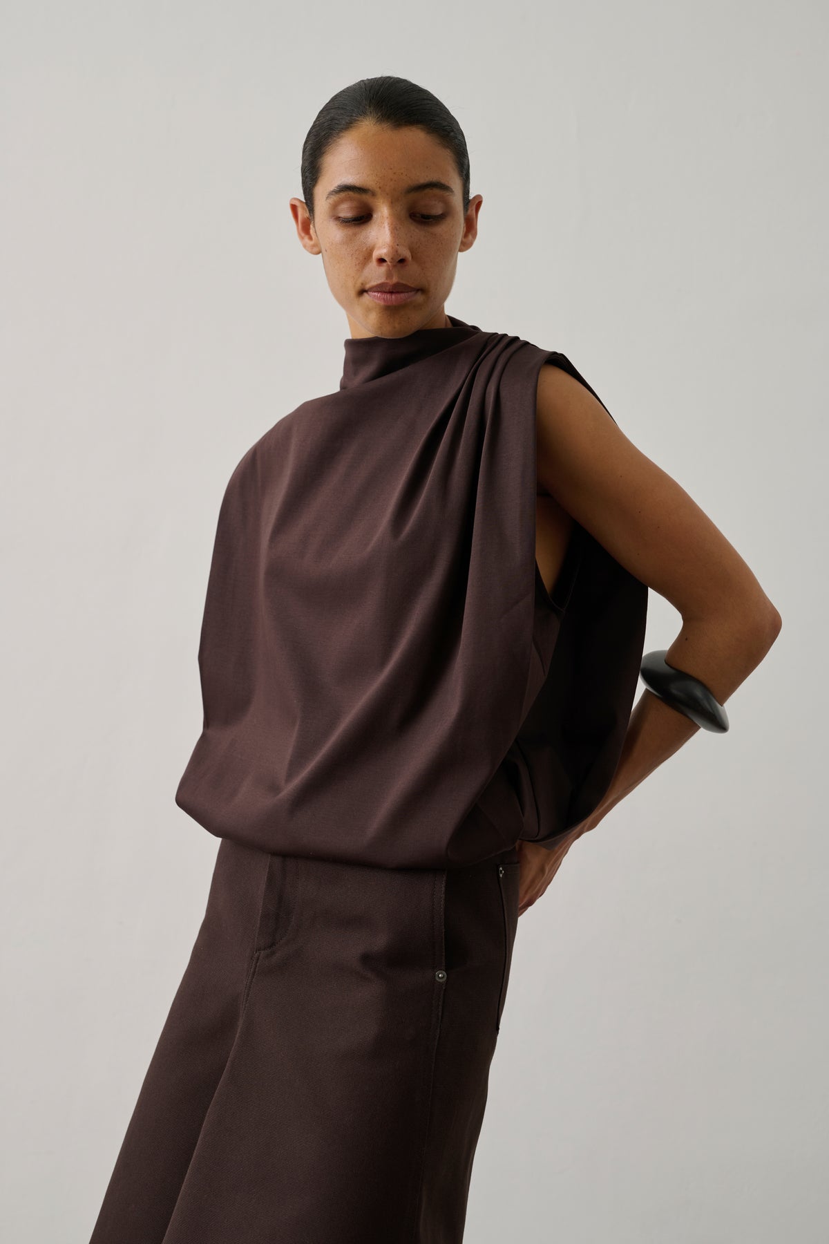 Top Idris - Marron Foncé - Coton - Femme