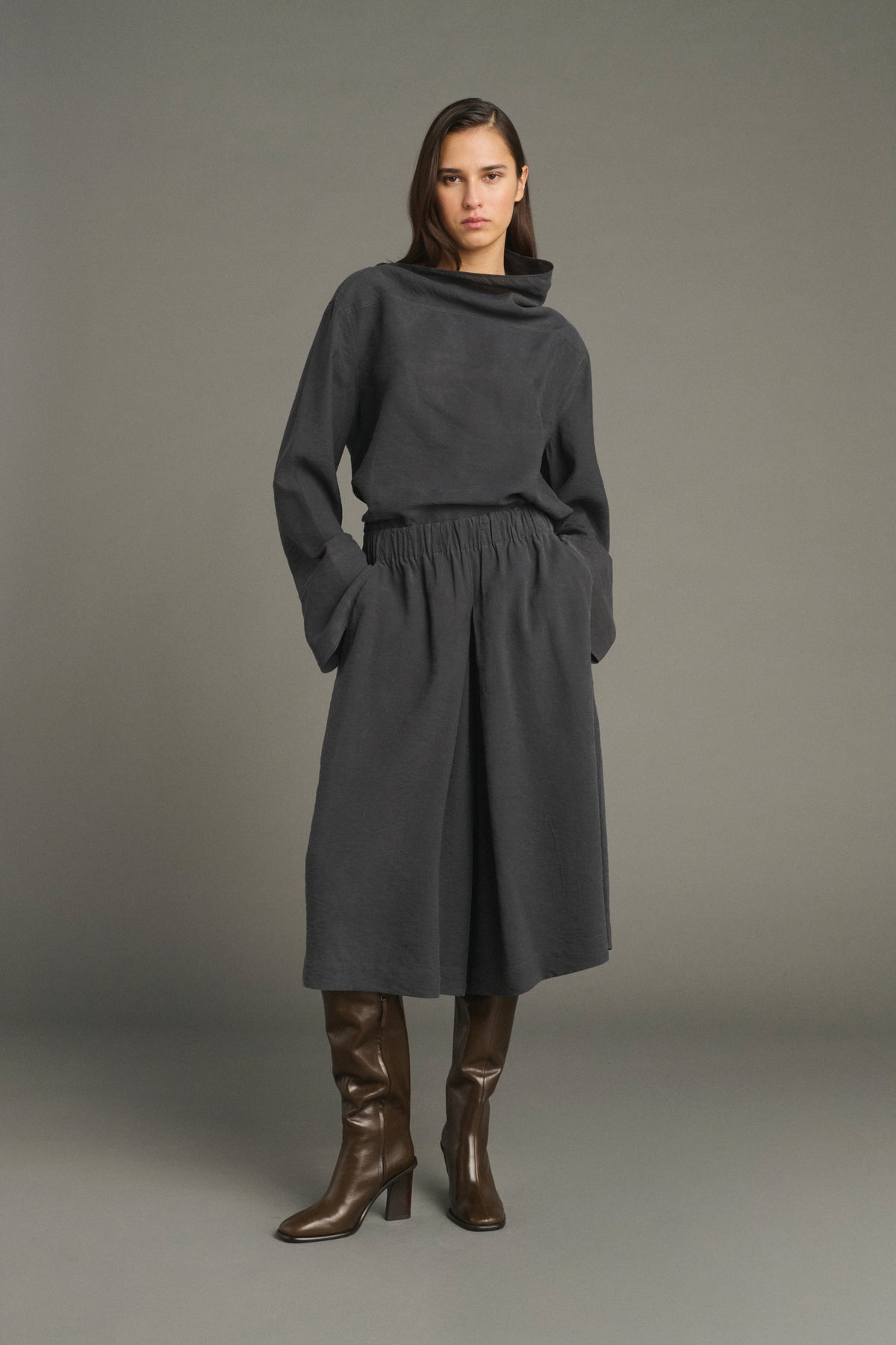 Bermuda Lexie - Gris Anthracite - Soie - Femme vue 1