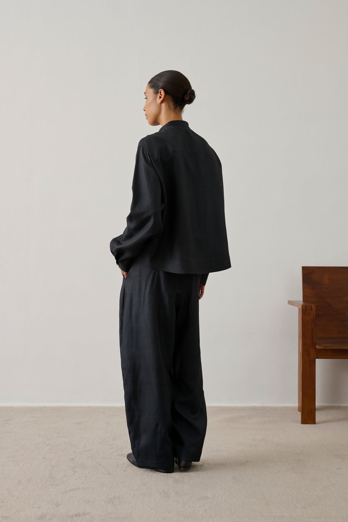 Pantalon Vernon - Noir - Soie - Femme vue 2