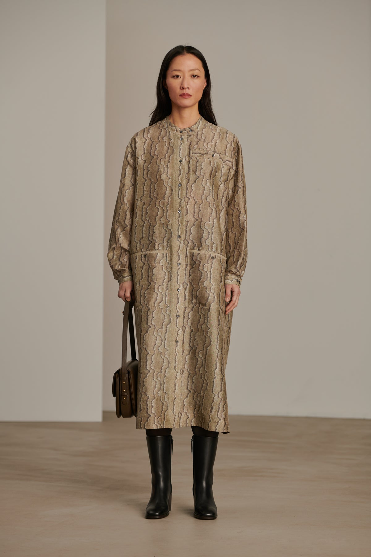 Robe Belle - Gris/Vert - Soie - Femme vue 1