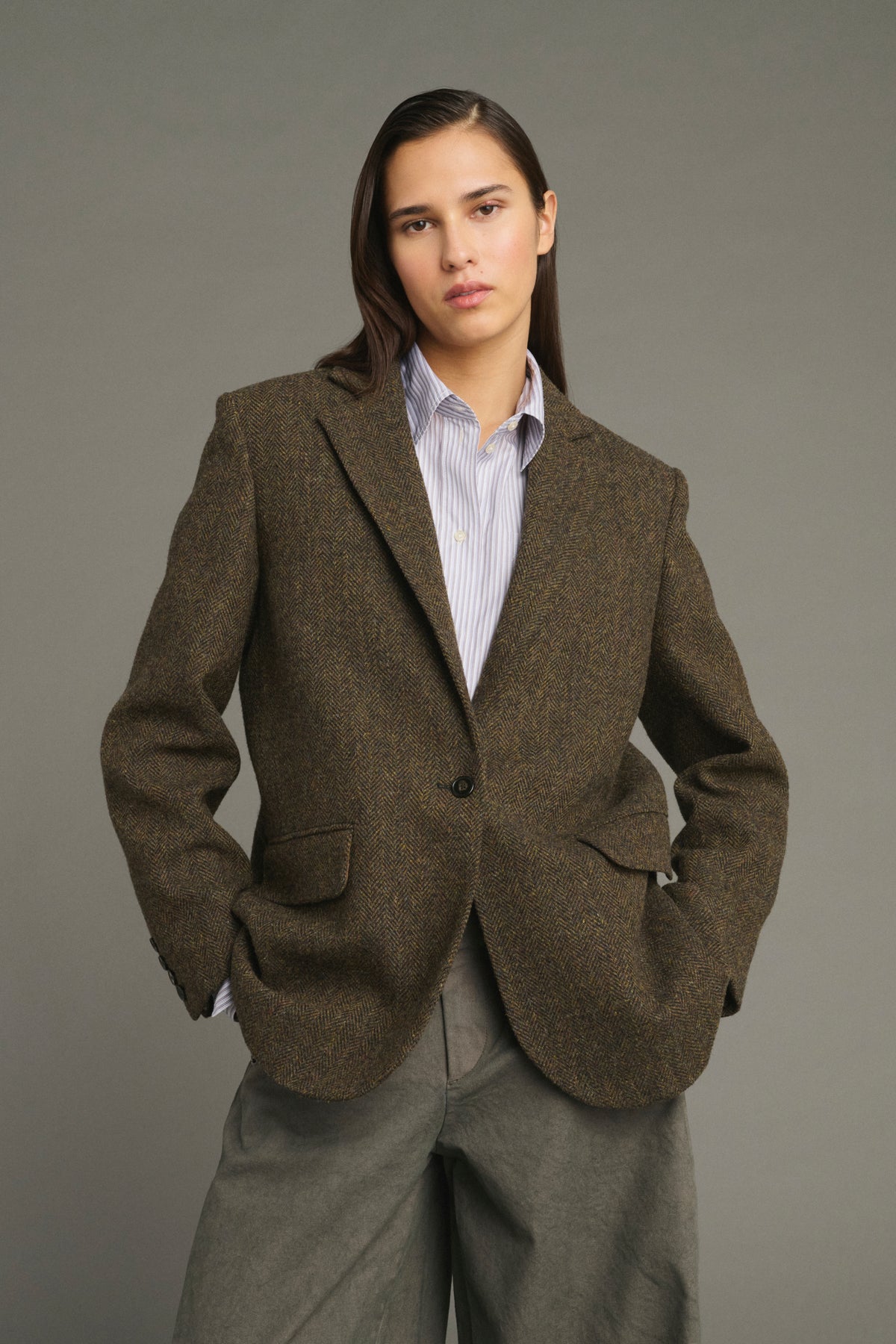 Sevres Jacket - Brown/Navy - Wool - Women vue 3
