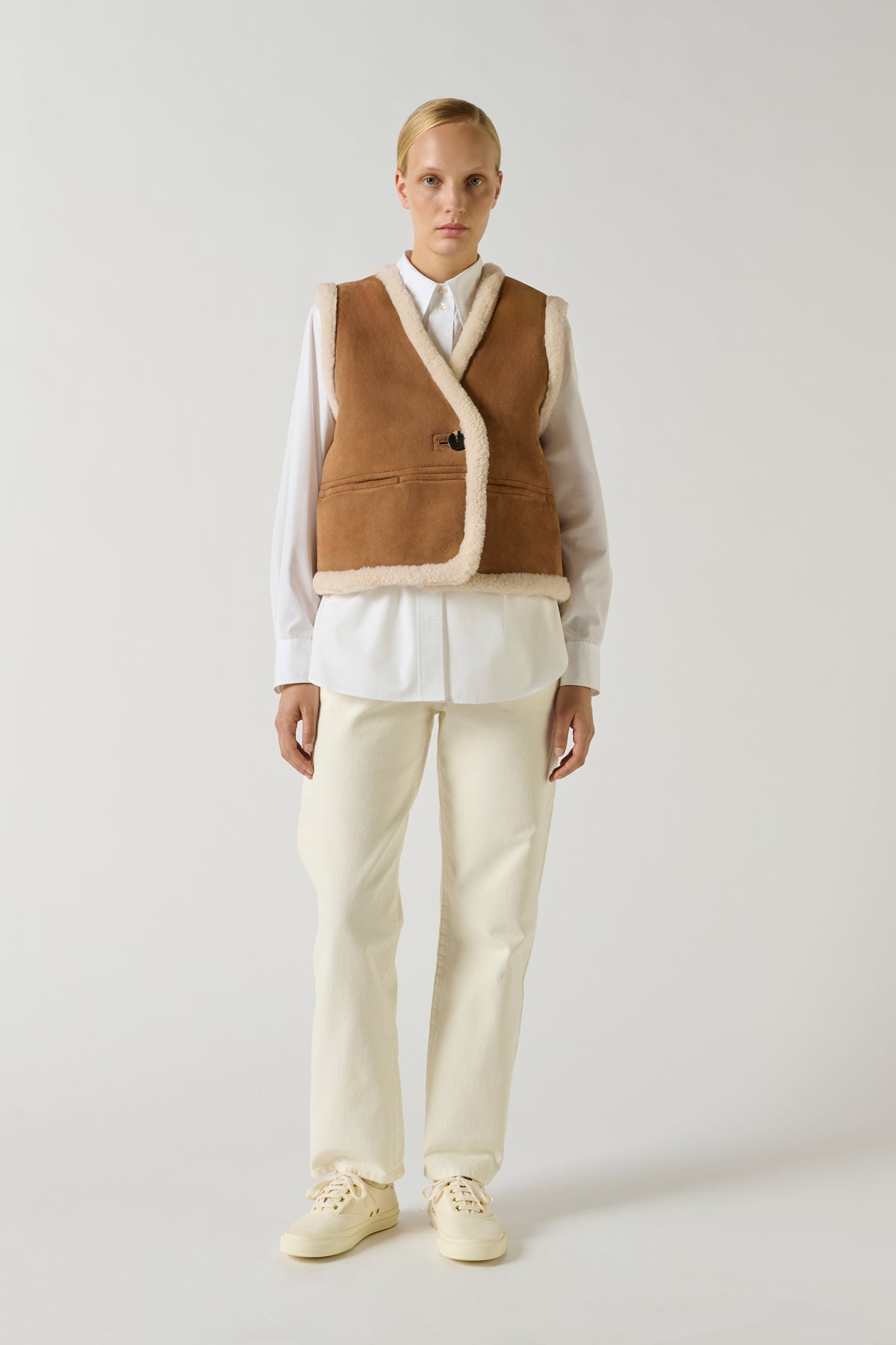 Gilet Sans Manches Pyrenees - Miel - Cuir - Femme