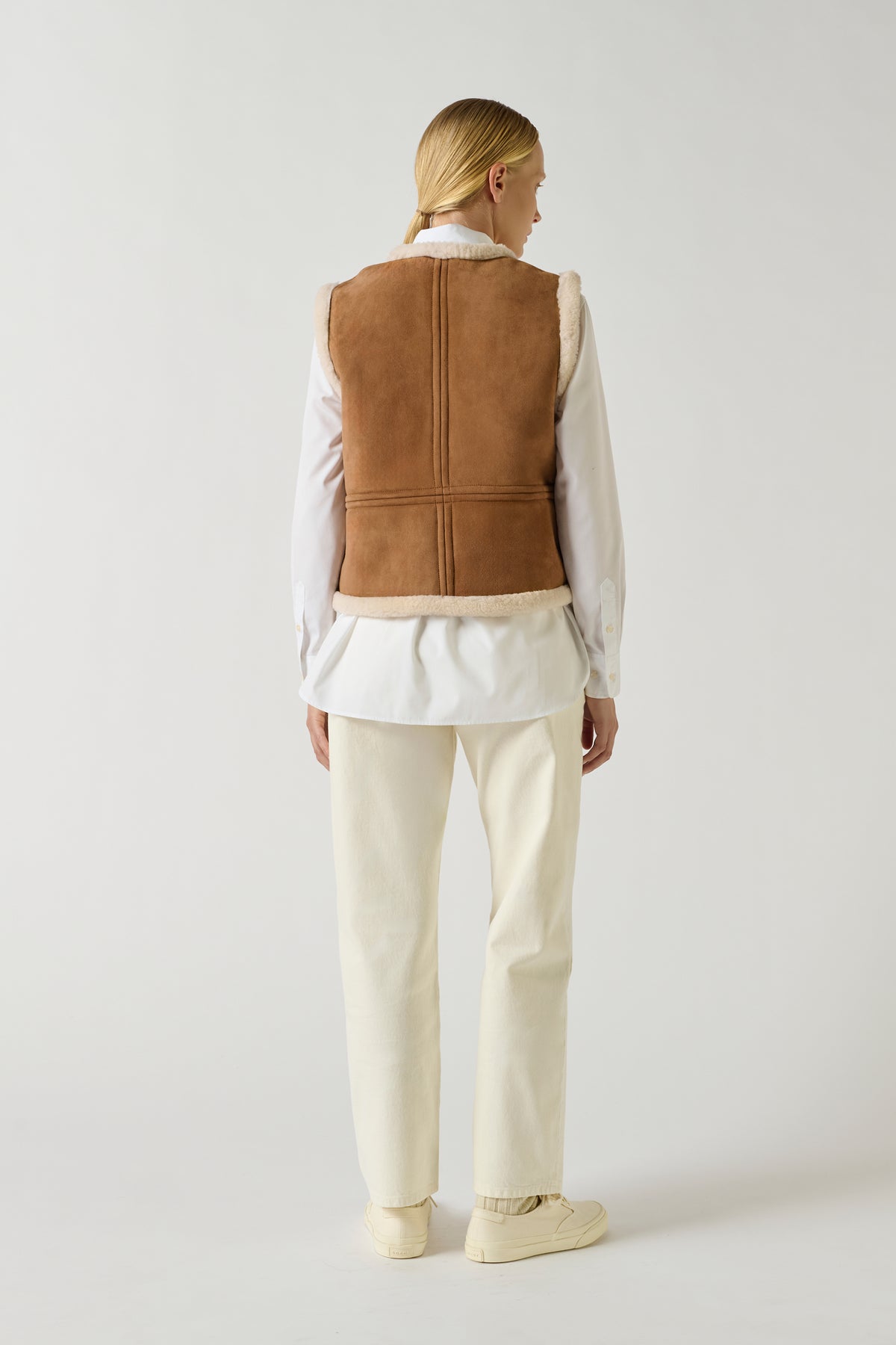 Gilet Sans Manches Pyrenees - Miel - Cuir - Femme vue 3