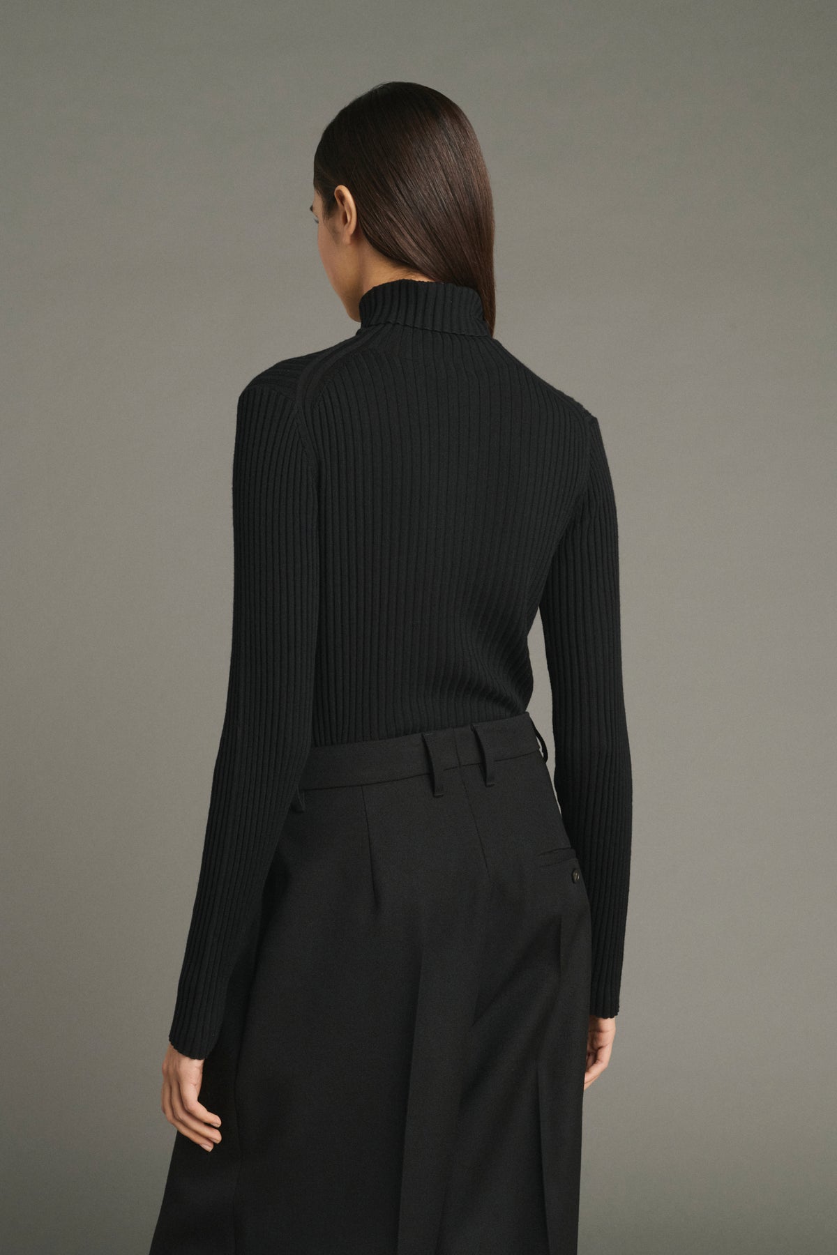 Pull Filao - Noir - Laine Mérinos - Femme vue 4