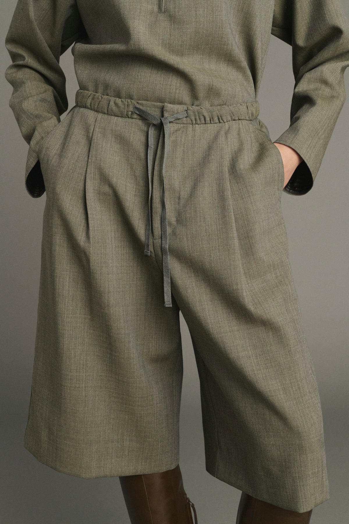 Bermuda Louison - Vert De Gris - Laine - Femme vue 3