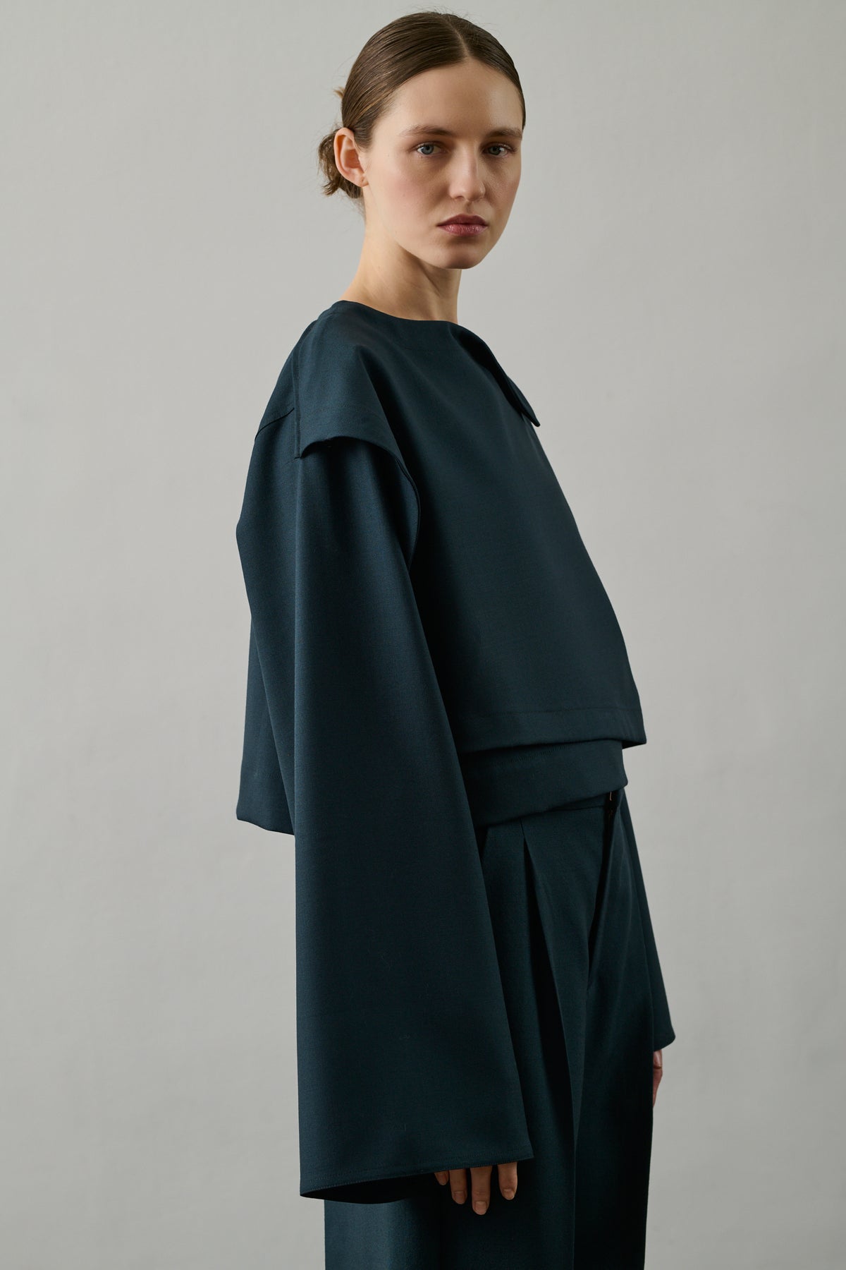 Blouse Eva - Petrol - Wool - Women vue 4