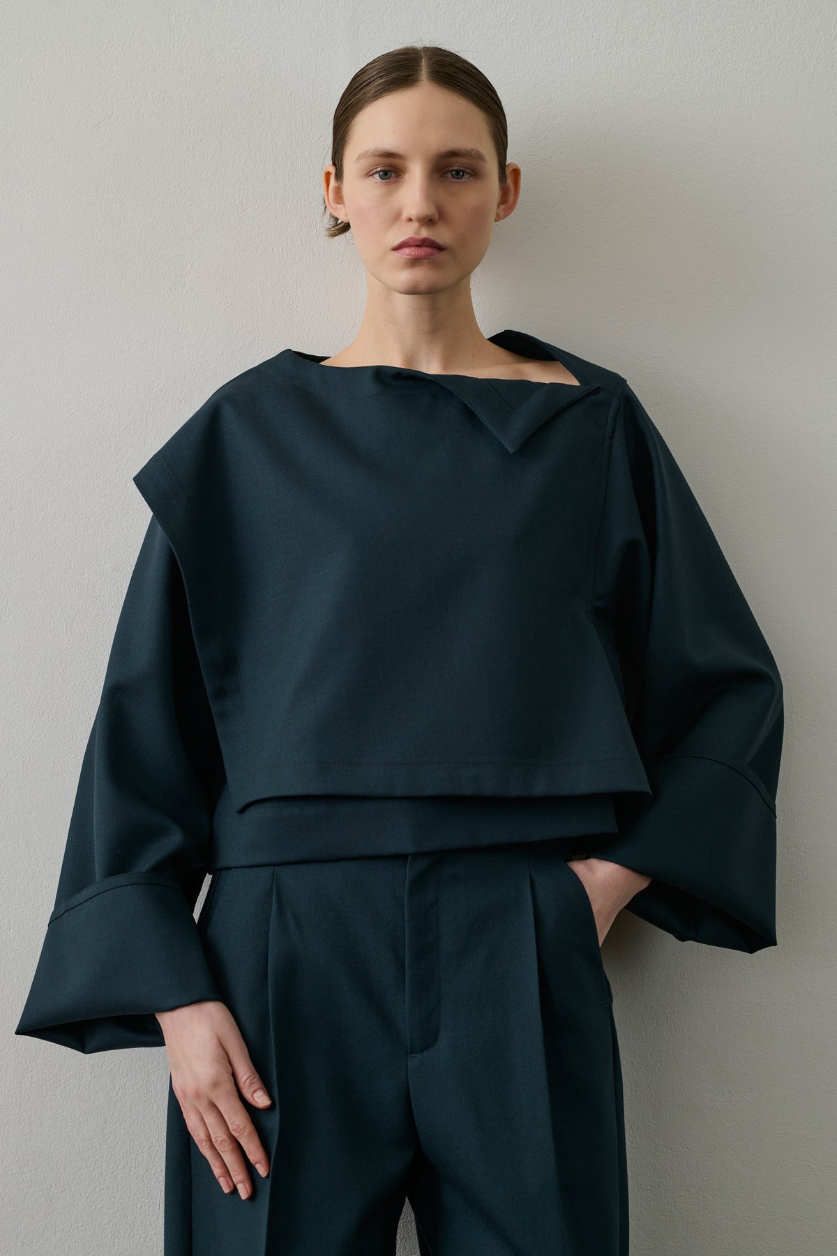 Blouse Eva - Petrol - Wool - Women vue 1
