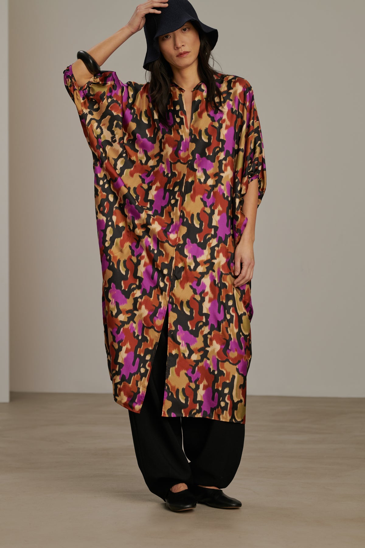 Alger dress - Hazelnut/Fuchsia - Silk - Women vue 5
