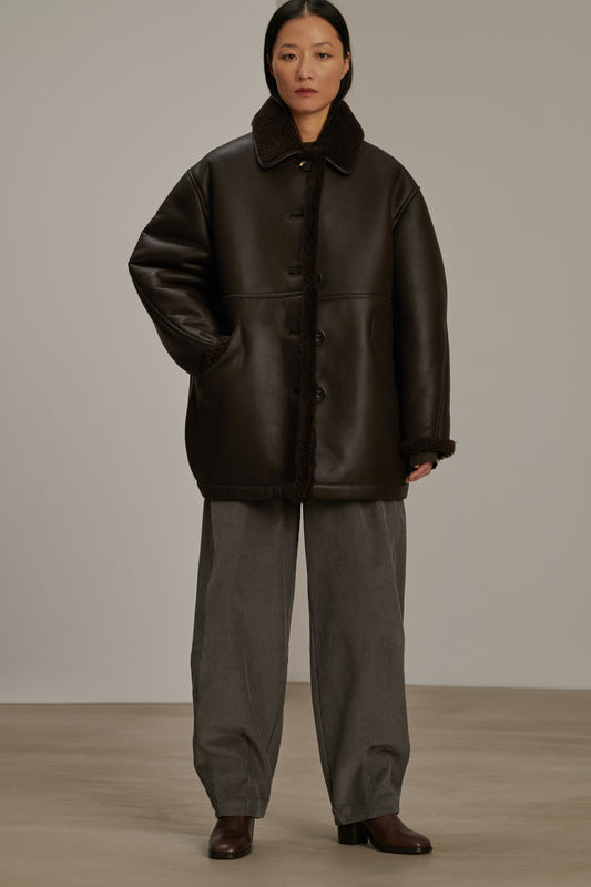 Abrigo Breda - Marrón Oscuro - Cuero - Mujer