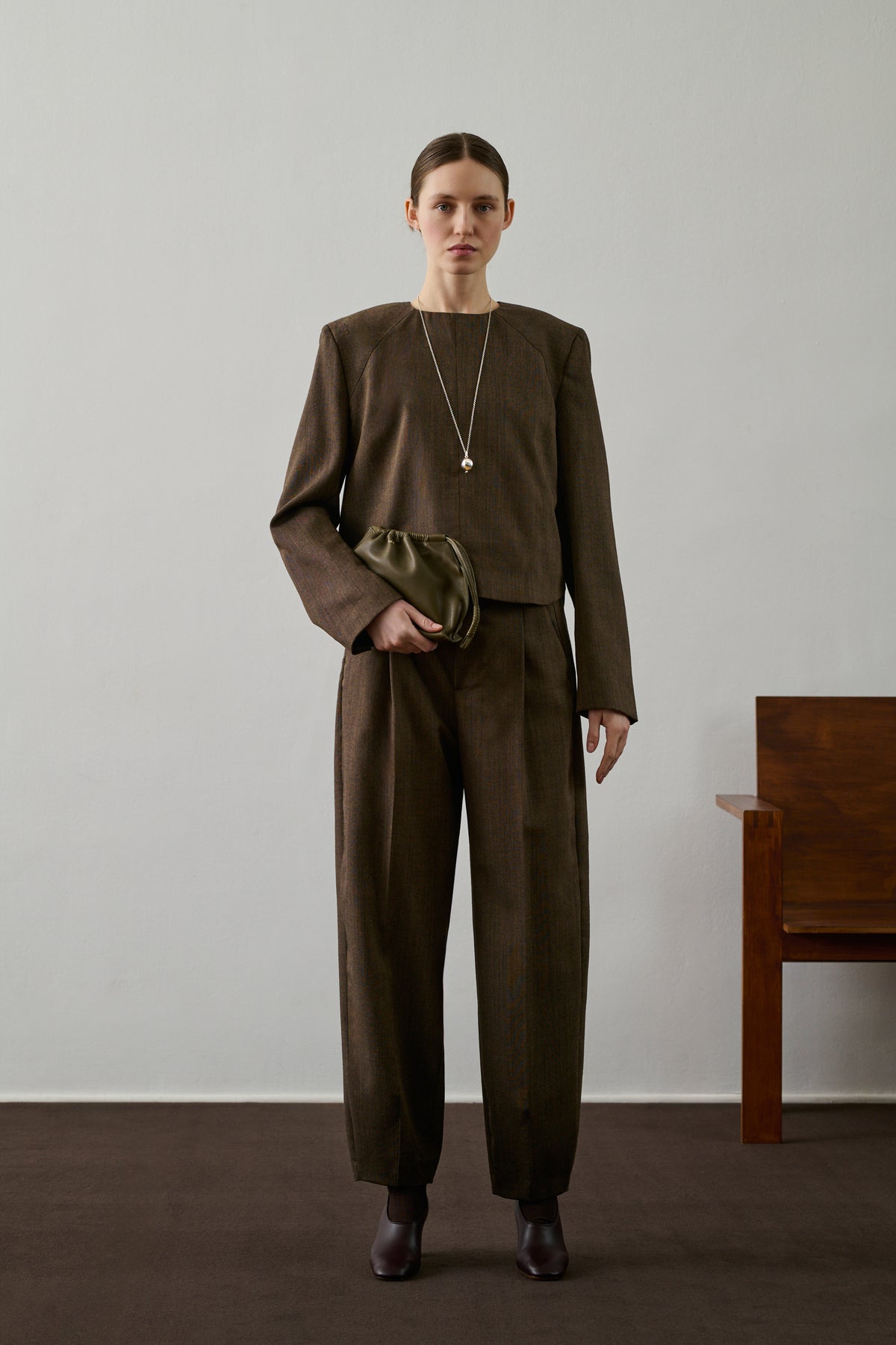 Graham trousers - Brown Marl - Wool - Women vue 1