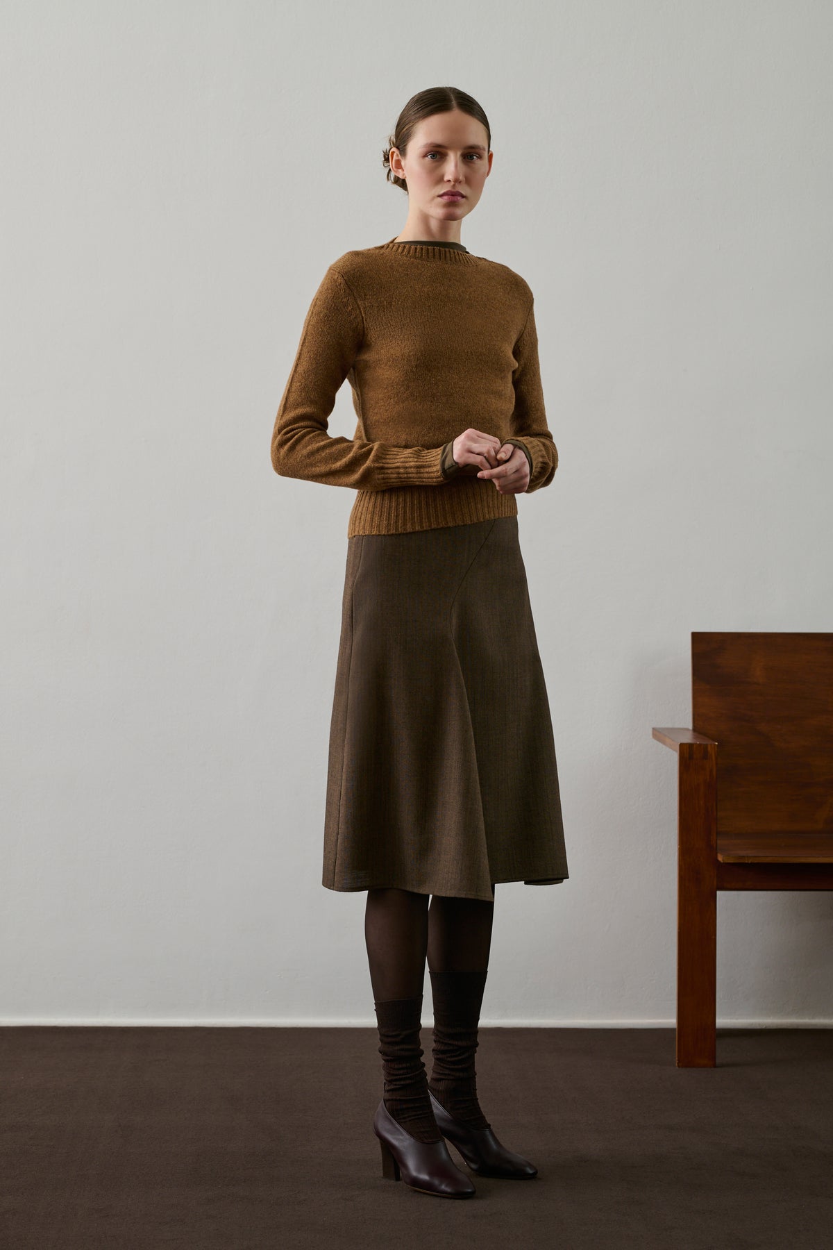Gali Skirt - Marl Brown - Wool - Women