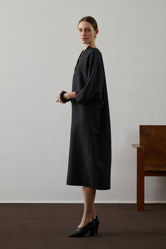Robe Greta - Noir - Laine - Femme