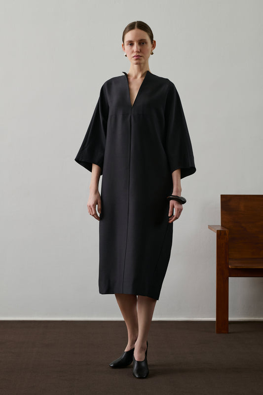 Robe Greta - Noir - Laine - Femme