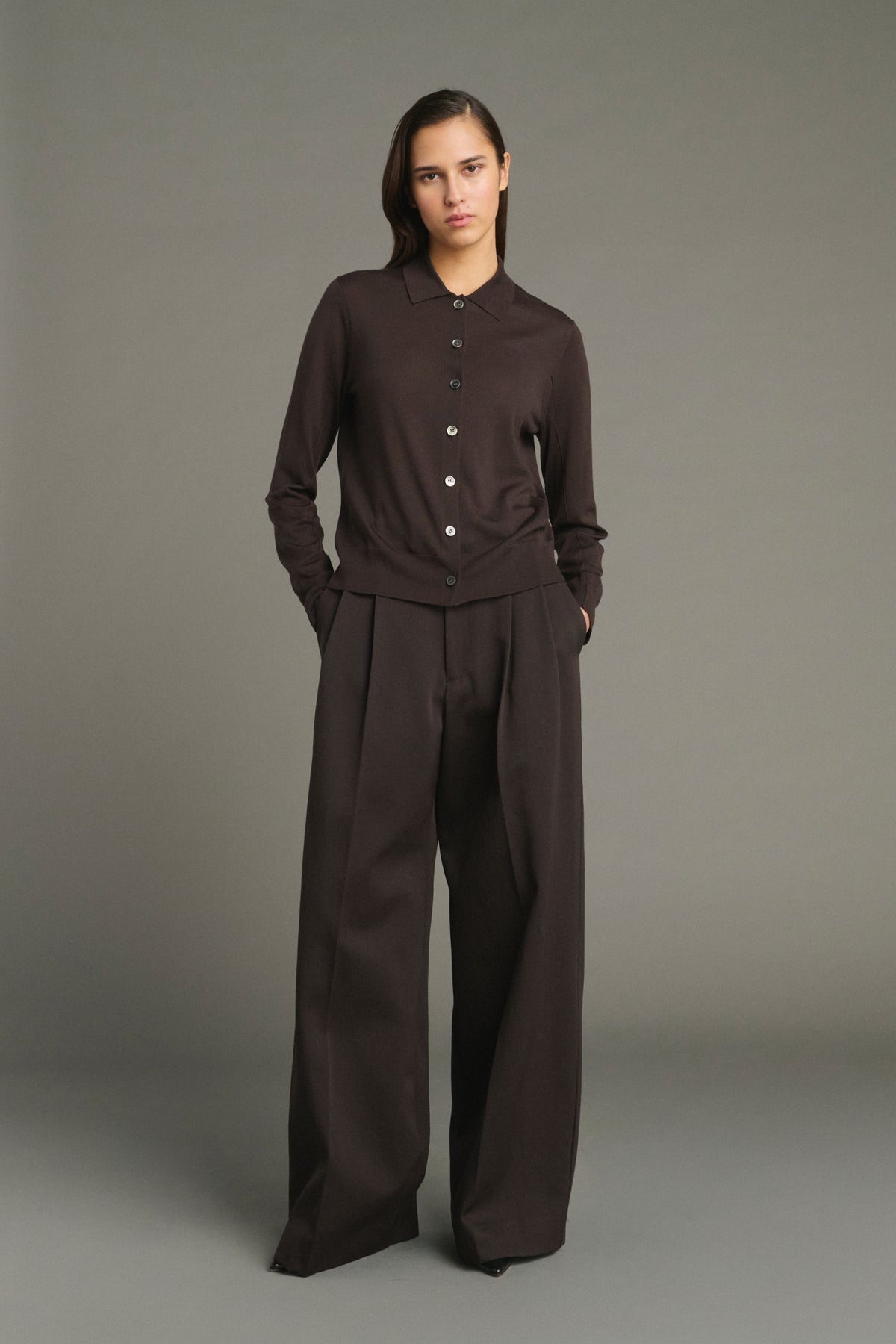 Cardigan Hailey - Chocolat - Laine Mérinos - Femme vue 3