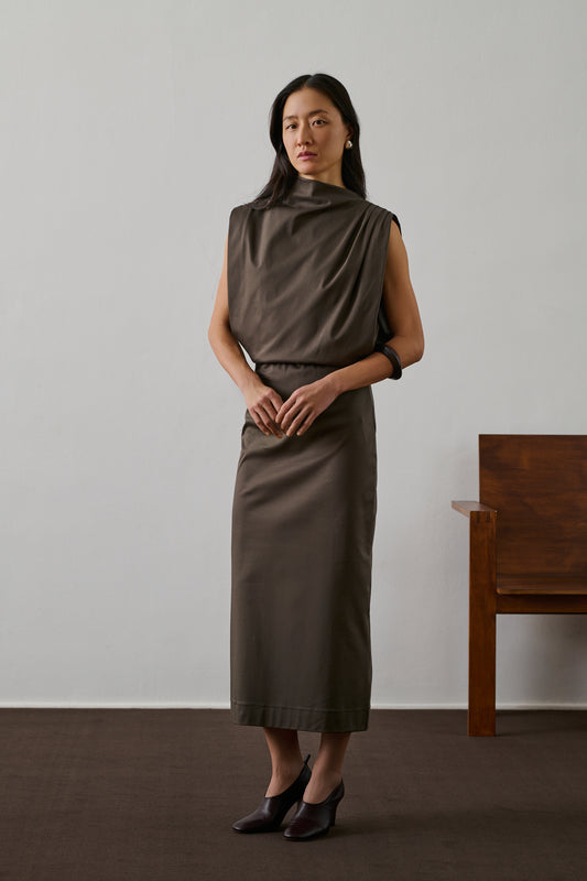 Vestido Gemma - Marrón/Topo - Algodón - Mujer