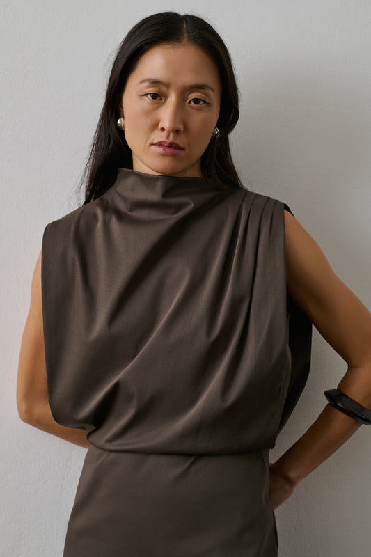 Vestido Gemma - Marrón/Topo - Algodón - Mujer