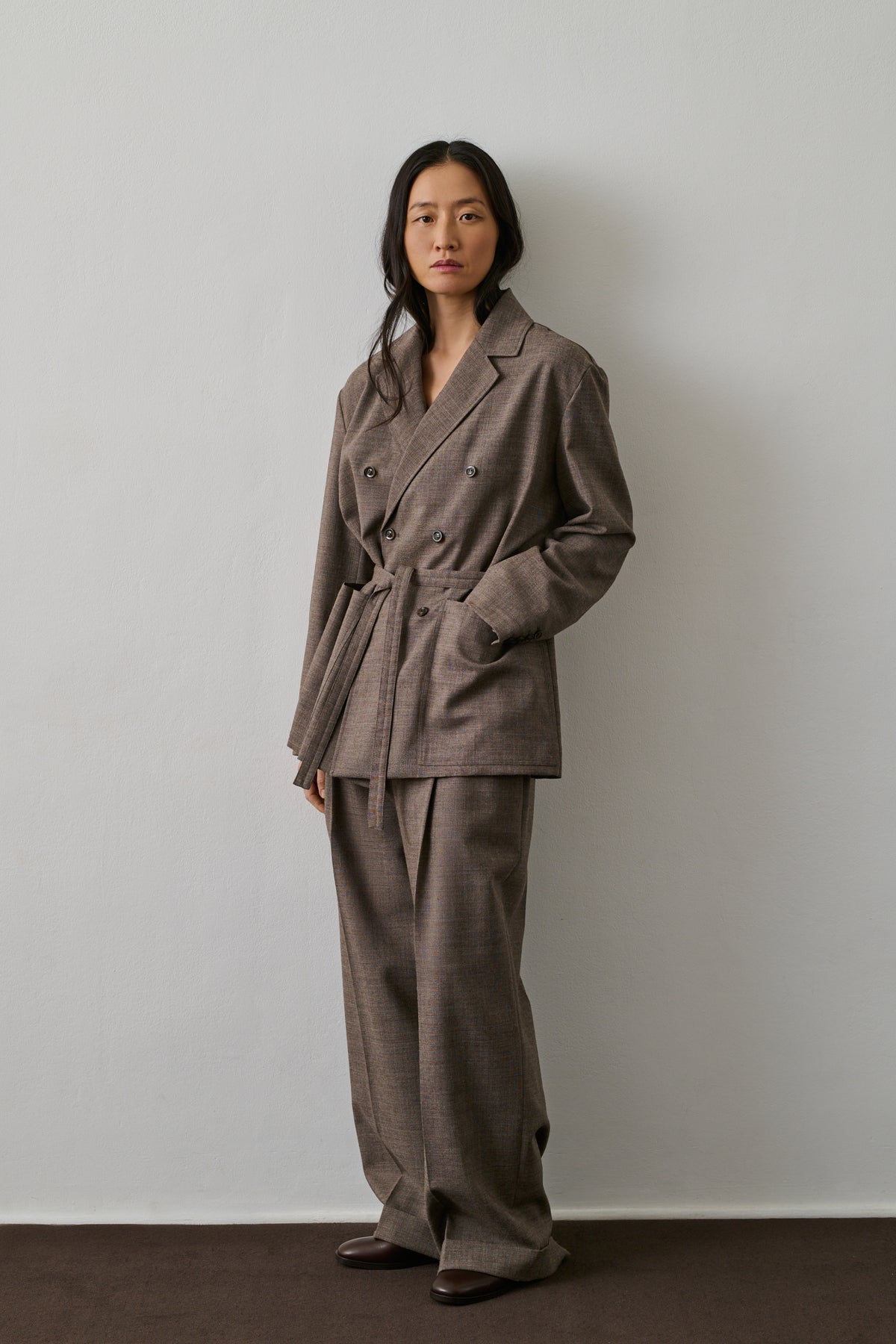 Pantalon Watson - Marron/Écru - Laine - Femme vue 4