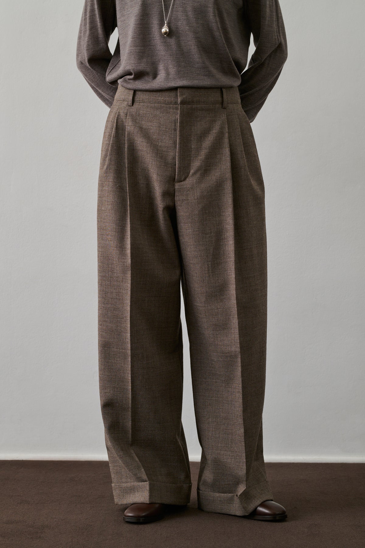 Pantalon Watson - Marron/Écru - Laine - Femme
