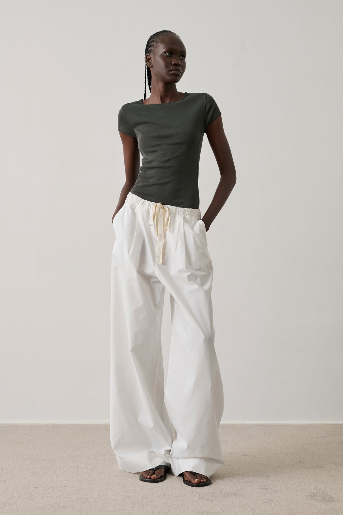 Pantalon Hugues - Blanc Cassé - Coton - Femme vue 1