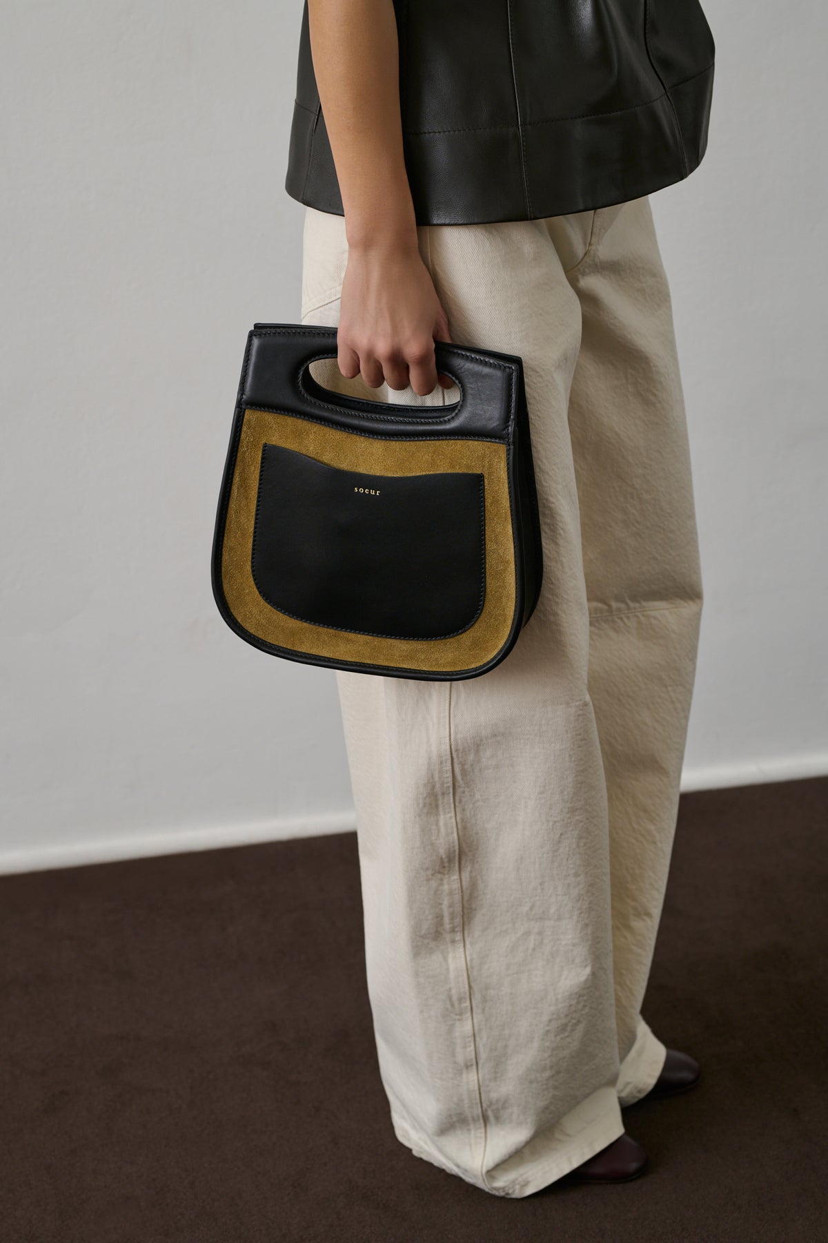 Sac Cheri - Bronze/Noir - Cuir - Femme vue 2