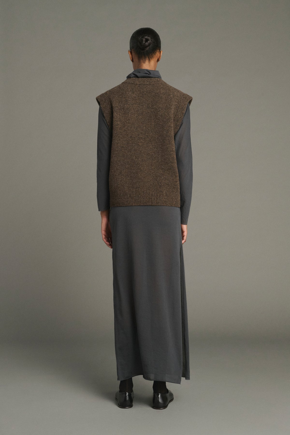 Pull Karl - Marron Chiné - Laine Mérinos - Femme vue 2