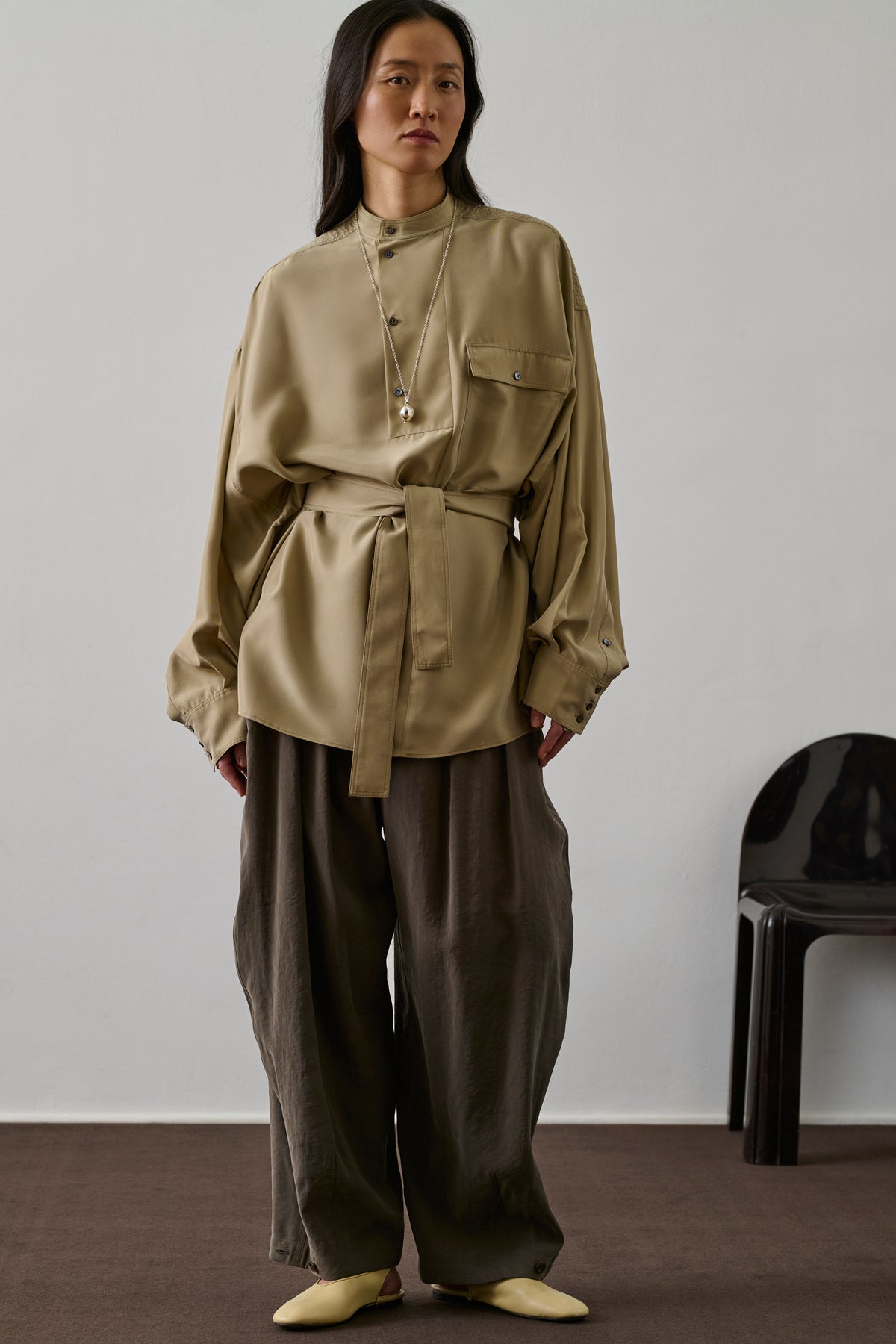 Glasgow shirt - Beige - Silk - Women vue 2