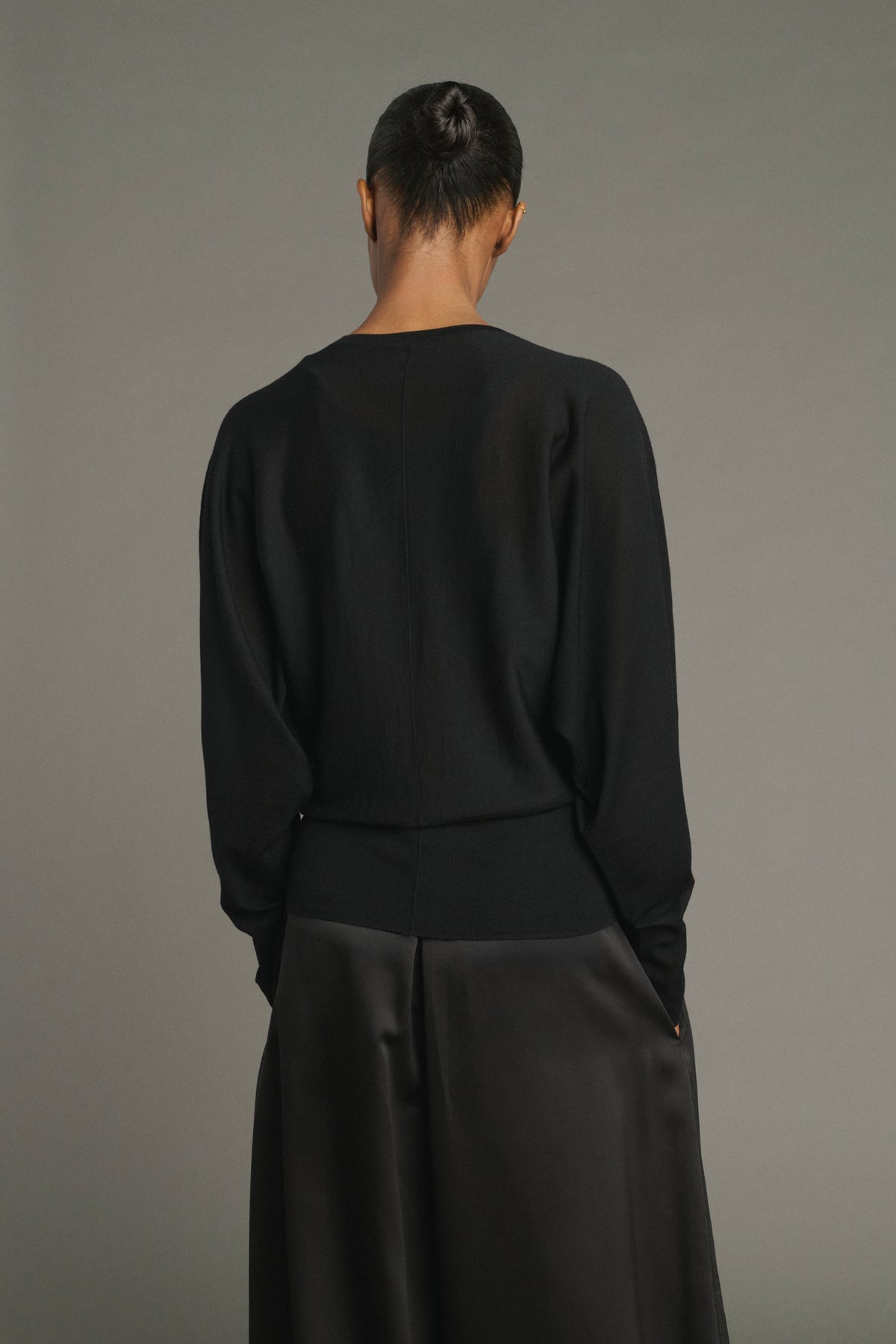 Pull Lina - Noir - Laine Mérinos - Femme vue 3