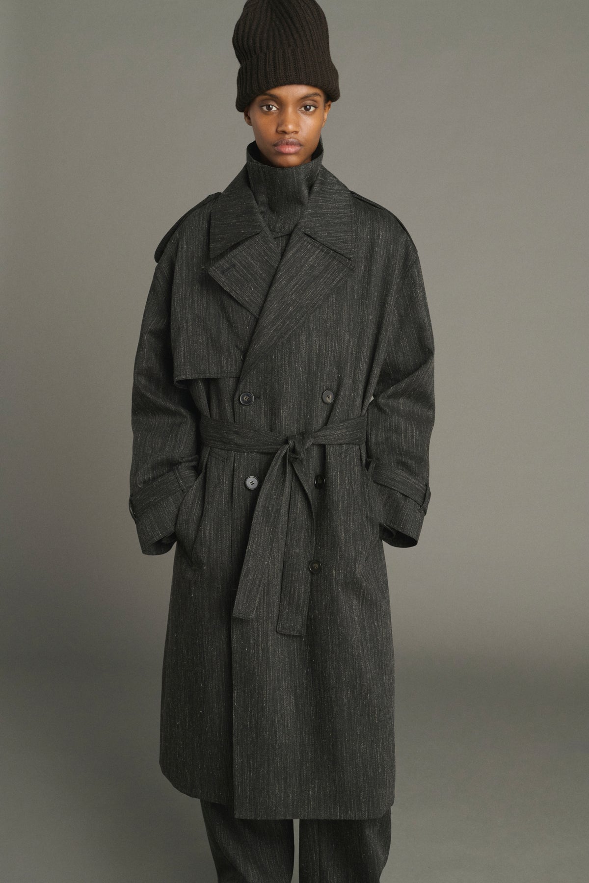 Trench Jourdain - Gris Anthracite - Laine - Femme vue 2