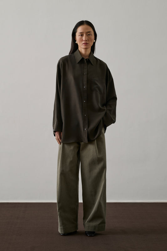Chemise Francesca - Kaki Foncé - Soie - Femme