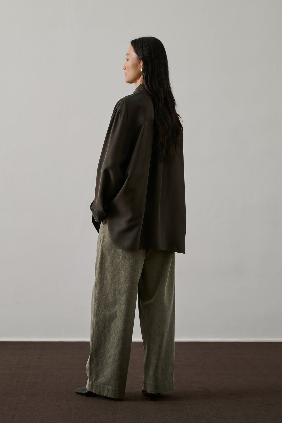 Francesca shirt - Dark Khaki - Silk - Women