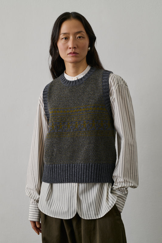 Namaste pullover - Grey/Olive - Wool - Women