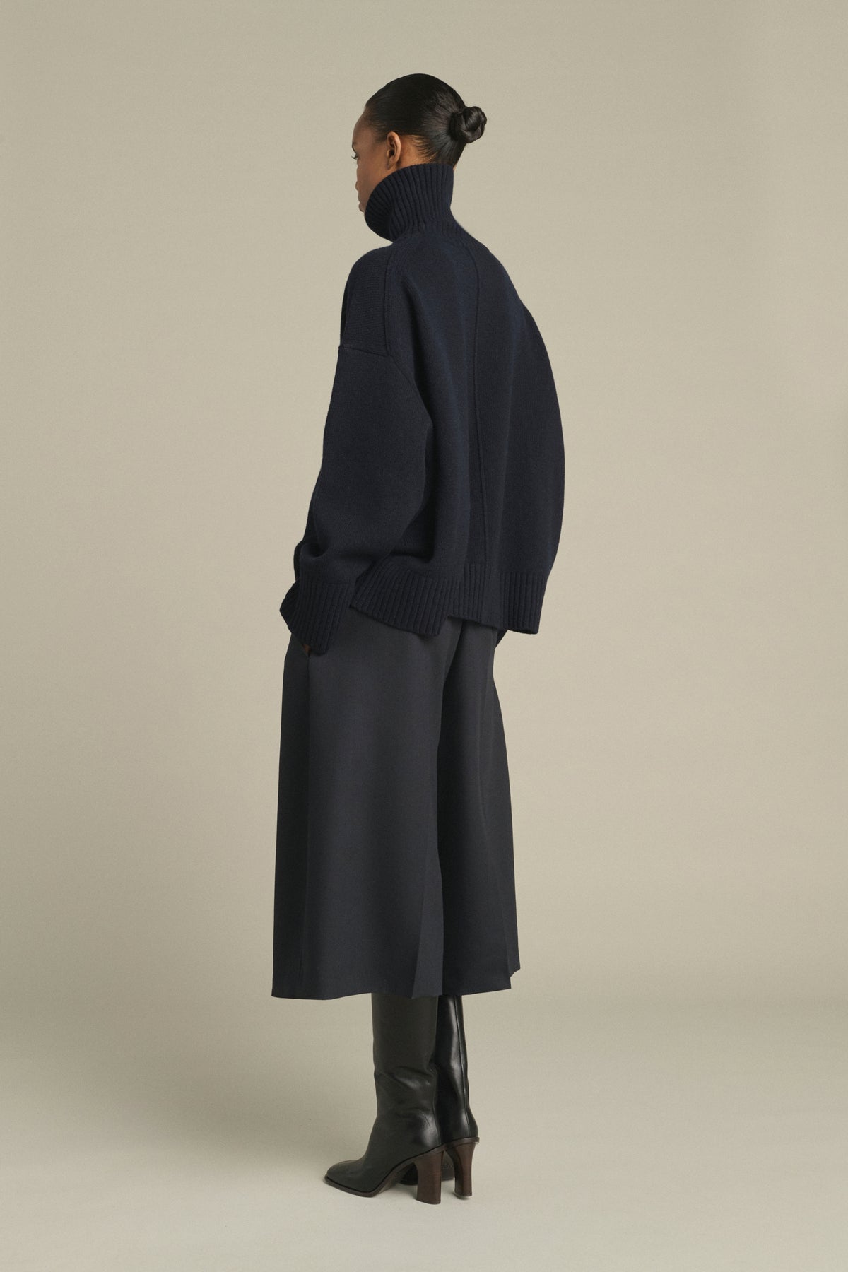 Pull William - Navy - Laine Mérinos - Femme vue 2