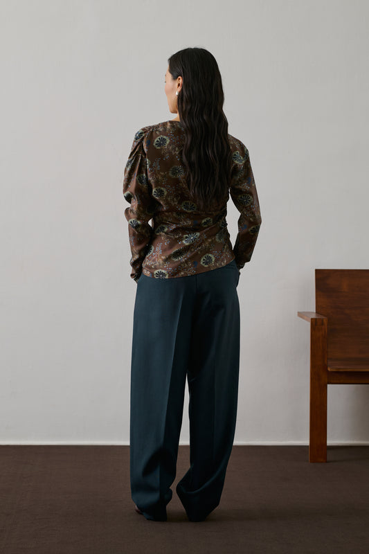 Blouse Fresia - Aubergine/Vert - Soie - Femme