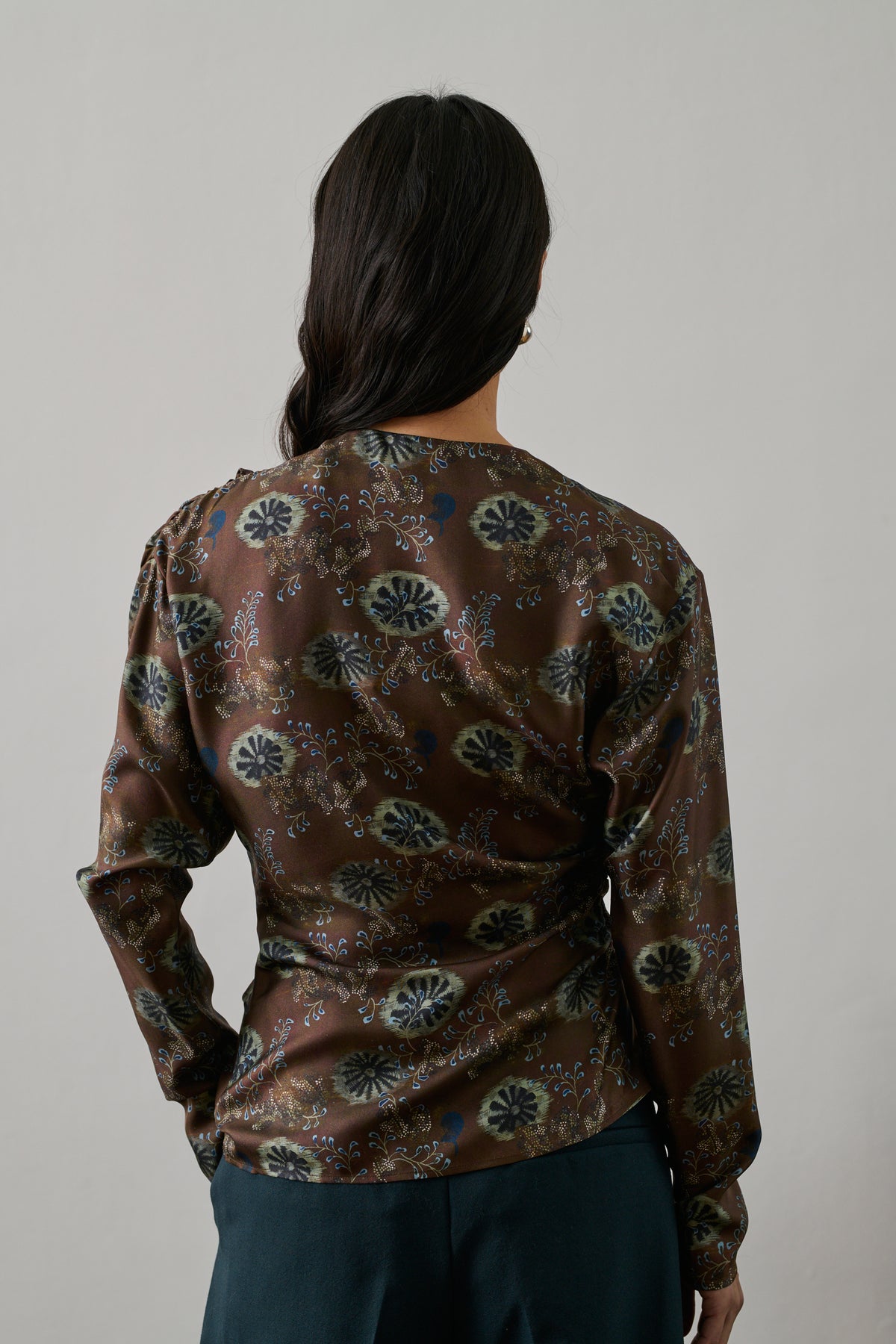 Blusa Fresia - Berenjena/Verde - Seda - Mujer