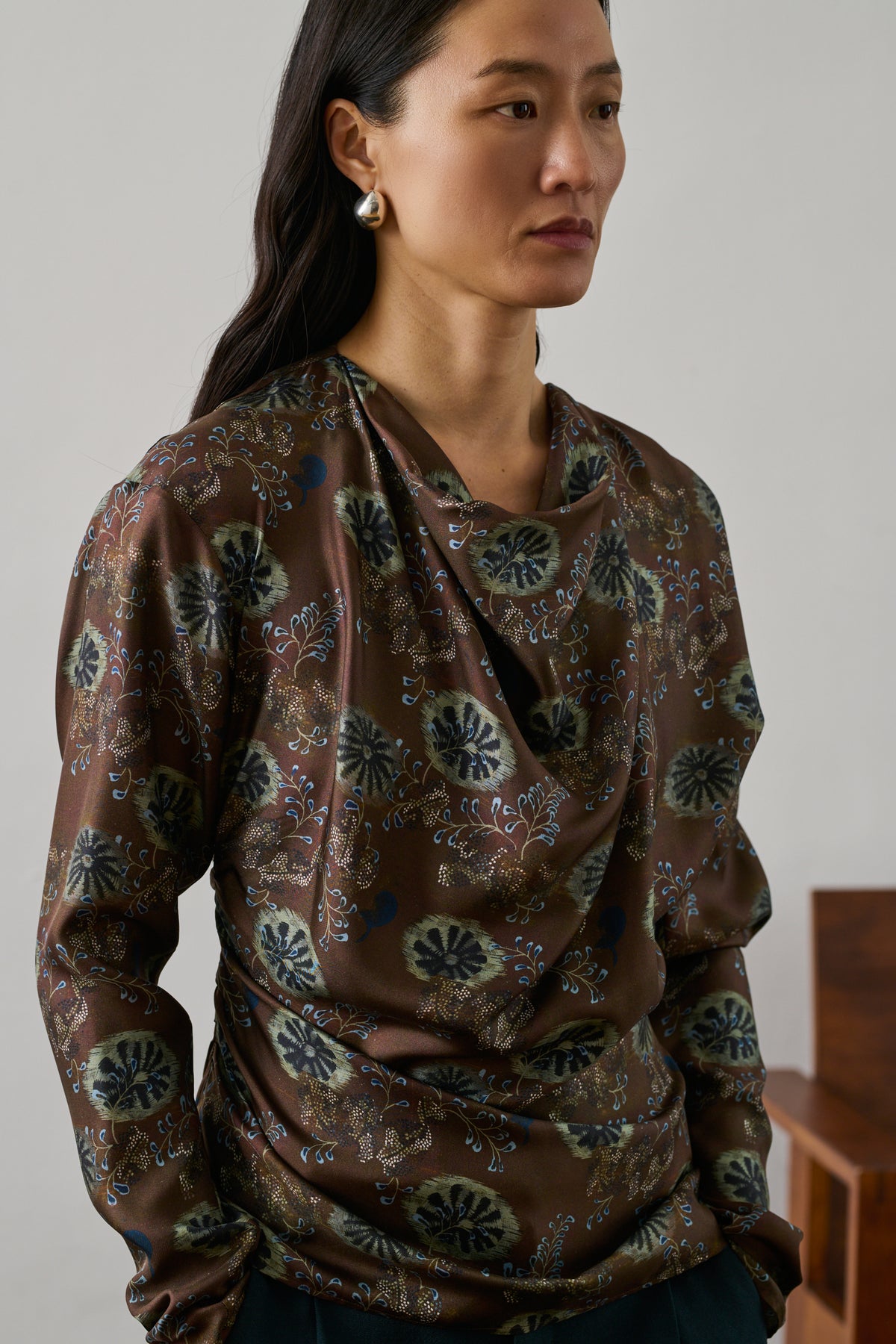 Blusa Fresia - Berenjena/Verde - Seda - Mujer