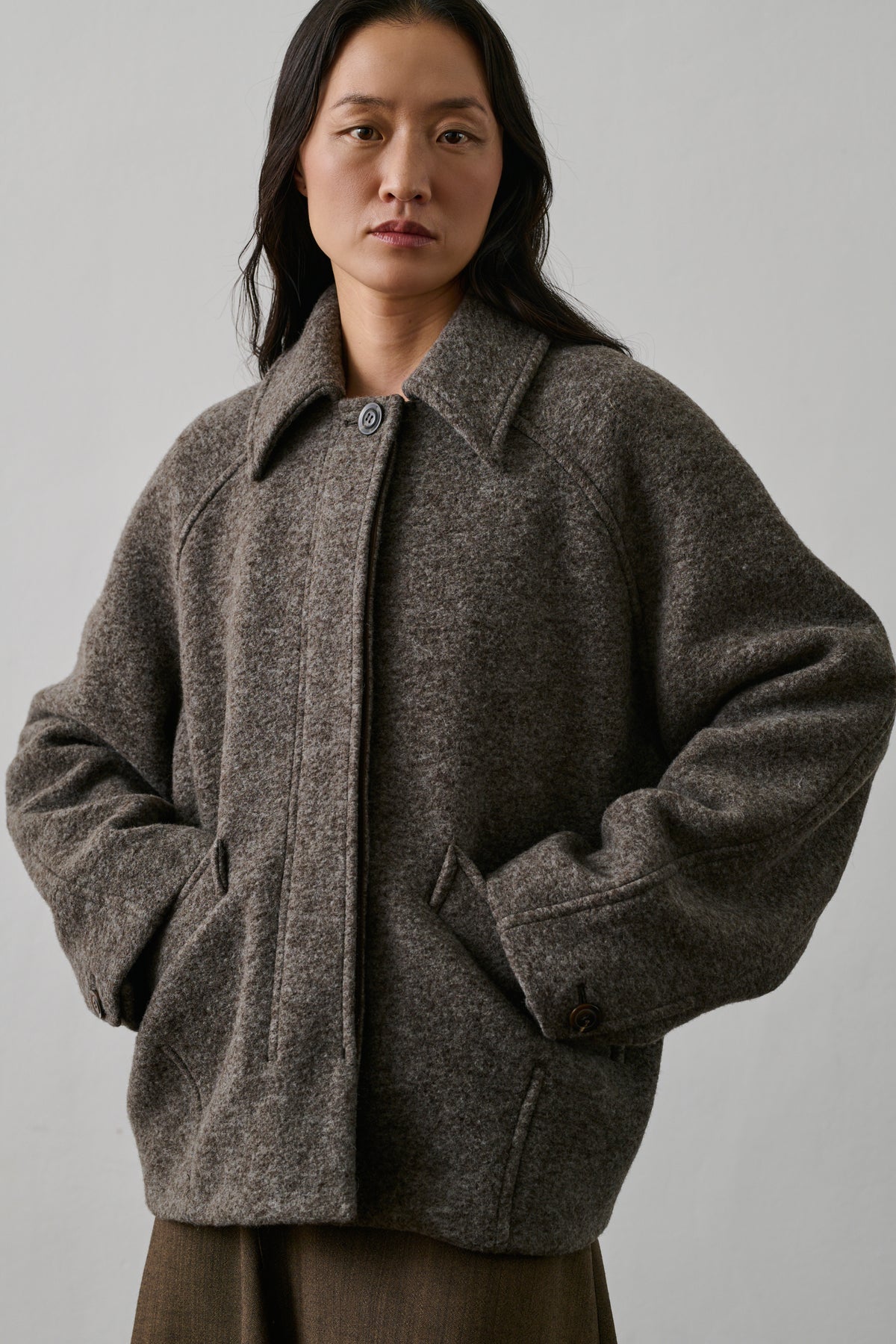 Manteau Balard - Gris Marron - Laine - Femme vue 1